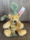 Rare Steiff 3 5    Jtd Miniature Xs Golden Teddy Bear Mohair W hat   Scarf So Cute