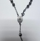 24  6mm Diamond Cut Rosary Crucifix Chain Necklace Black Rhodium Plated Silver