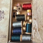 Vintage Pure Silk Sewing Thread Lot Wooden Spools Advance Brand Original Box