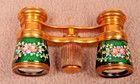 Vintage French Lemaire Enamel Opera Glasses - Enamel Hand Painted  With Case