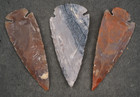 3 Thin Bent 3  Flint Arrowhead Spear Project Point Knife Blade Bb788