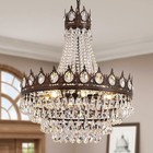Vintage Crystal Chandeliers For Dining Room Light Fixture  9-light Antique Bronz