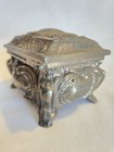 Art Nouveau Red Velvet Lined Silver Plated Hinged Jewelry Casket Box Marked  m 