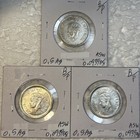 India British 1940  1944   1945 Silver 1 2 Rupee Au - Bu Condition 3 Coin Lot