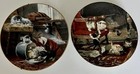 2 Ws George Victorian Cat Kitty Plates Mischief With The Hatbox   Frisky Felines