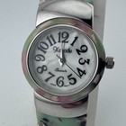 Vintage Xanadu Japan Quartz Watch Women Silver Mop Cuff Bangle Analog New Batter