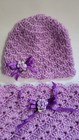 Crocheted Baby Swaddle Blanket Wrap Sleeping Bag Sleep Sacks   Hat Lavender   