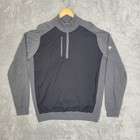 Footjoy Fj Mens Large 1 4 Zip Golf Sweater Pullover Gray Black Performance Wool