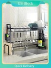 2-tier Over The Sink Dish Drying Rack Stainless Steel Drainer Kitchen Organizer