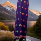 1960s Psychedelic Halter Maxi Dress Neon Pink Roosters Purple Rainbow Busty L