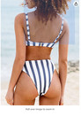 Cupshe Women s Underwire Striped Bikini Set Fixed Padding High Waisted Bathing S