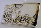 Art Nouveau English Solid Sterling Silver Card Case 1903 Antique Daffodil