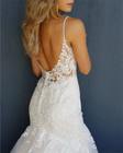 Mermaid Wedding Dresses V-neck Spaghetti Straps Applique Bridal Gown Custom Size