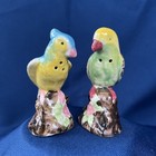 Vintage Parrot Cockatoo Salt   Pepper Shakers  painted Tropical Birds made Japan