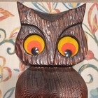 Vintage 1970 s Carved Wooden Wall Hanging Owl W orange Felt Eyes On Branch Mcm