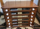 Antique Spool Cabinet Wood  6 Drawer Box 25   16   19  Porcelain Knobs J  P  Coats