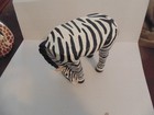 Vintage Zebra Animal Plant Stand 11    Tall Black   White Resin