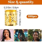 100 Pcs Hair Gold Cuffs Gold Dreadlocks Beads Adjustable Hair Braid Rings Clips 