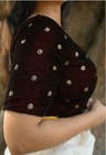 Stylish Women Velvet V Neck Back  Open Patry Wear Saree Blouse  Blouse  sari Top