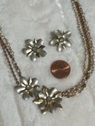 Holly Yashi Gold And Siver Offset Double Flower Necklace And Earring Set