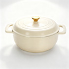 5 Qt Enameled Cast Iron Dutch Oven Pot With Lid   Silicone Gloves Red   White