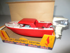 Vtg 1960   s Langcraft Toy 9    Boat With Outboard Motor Like K o Fleetline  nice