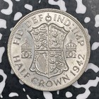 1942 Great Britain 1 2 Crown Half Crown Lot n0810 Silver  High Grade  Beautiful 