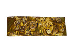 Vintage 1970s Set 3 Curtains Rare Lion Print Valances Pinch Pleat Tiger African 