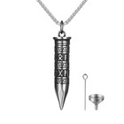 Mens Wolf Cross Bullet Memorial Cremation Ash Urn Necklace Stainless Steel Chain
