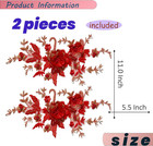 2 Pcs Flower Fabric Beaded Pearl Lace Applique  3d Embroidered Patch
