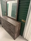 Gray Wood 6-drawer Dresser W  Mirror 62x19x35 In Modern Bedroom