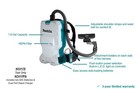 Makita 18v X2  36v  Lxt 1 6 Gallon Hepa Backpack Dry Vacuum Kit