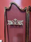 Vintage French Provincial Brass Fireplace Fold Screen Clawfoot Swan Ribbon Birds
