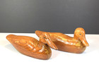 2 Vintage Wood Duck Decoys  Hand Carved  Signed
