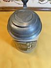German Pewter Lidded Art Nouveau Pewter Lidded Beer Stein - C  1930