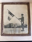 Vintage French Military 8e Regiment Flag Soldier Photograph Framed 12x15