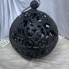 Japanese Cast Iron Hanging Lantern With Traditional Sukashi Karakusa Design