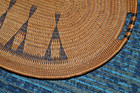 Woven Wicker Tea Tray Vintage Antique Native American Tee Pee Design 20 X 15