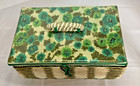 Vtg Japanese Sewing Box Hand-crafted Wicker Woven Basket Floral Cloth Wow