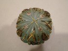 Dresser Jar Vtg Hand Painted Floral Victorian Bohemian Blue Glass Powder Vanity