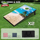 Cornhole Board Set 4x2 Regulation Size Cornhole Set With Carrying Bags   8 Bean