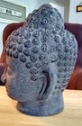Very Nice Vintage Meditating Buddha Statue Head Bust - Terracotta -13  X 9  X 8 