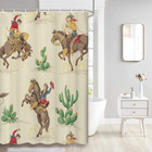 Western Cowboy Shower Curtain Riding Horse In Wild Tropical Cactus Desert Fabric