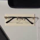 Gucci Gg1221s 007 Rimless Rectangular Sunglasses Gold Black Clear Ships Today