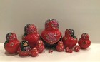 Vintage 15 Pcs  Russian Nesting Doll Hand Made Flowers Signed
