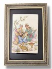 Vintage  Persian Miniature Painting Bone Title Khatam Marquetery Frame Courting