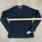 Nike Black Quilted Long-sleeve Crew Neck Pullover Sweatshirt Girl L Pockets Logo