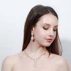 Yellow Gold Plated Drop Leaf  Wedding Necklace Earring Cz Jewelry Set For Brides