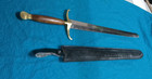 Vintage Medieval Sword 38  Wood Handle Brass Guard W  Sheath