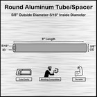 Aluminum Spacer-tubing- 5 8  Od X 5 16  Id X 8  Long--fits M8 Or 5 16  Bolts